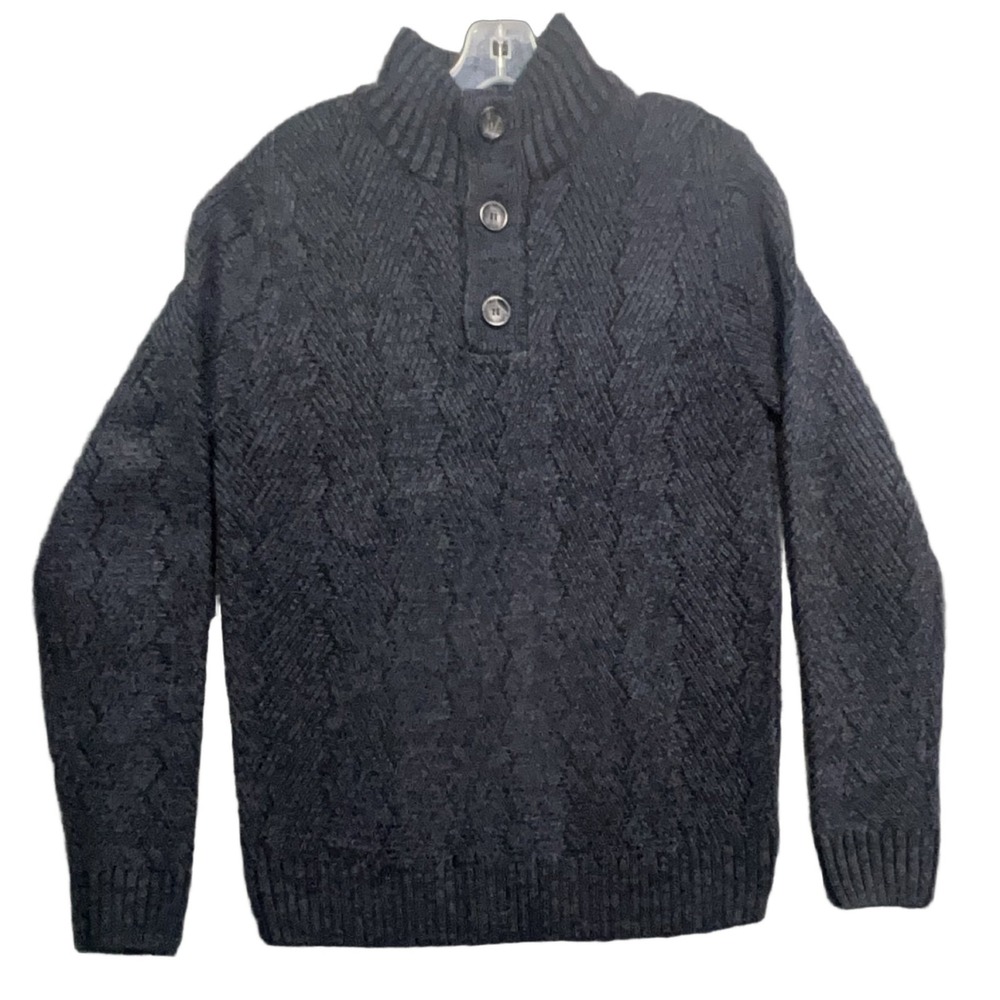 AMONGST OTHERS AO-3047223 Men's Cable-Knit Mock Neck Sweater Dark Grey Size M